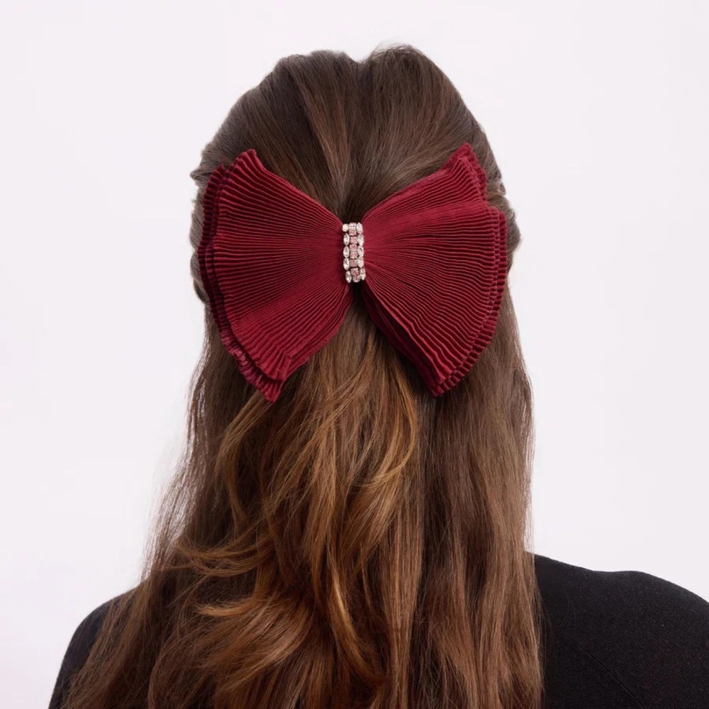 New with tag - mignonne Gavigan red burgundy Pleated hair bow clip barrette